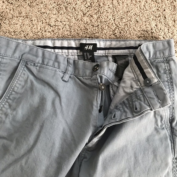 H&M Skinny Chino Style Pants Light Blue Color - Picture 3 of 3